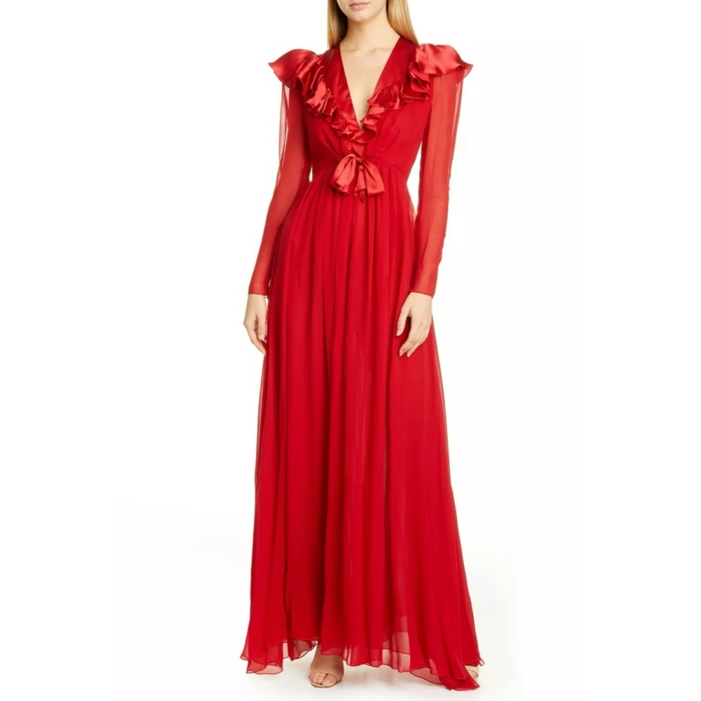 ♥️ GIAMBATTISTA VALLI Ruffle Silk Maxi Gown 42/6